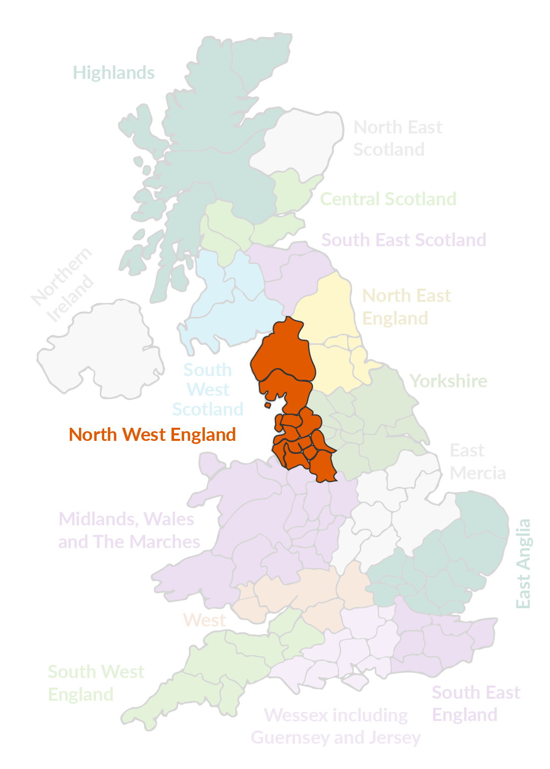 Of west uk north map North West